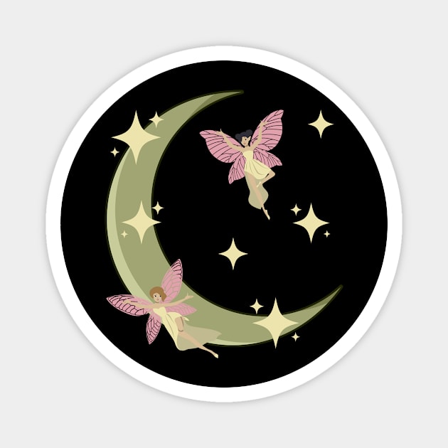 Fairycore Aesthetic Fairy Crescent Moon Fairies Magnet by Alex21